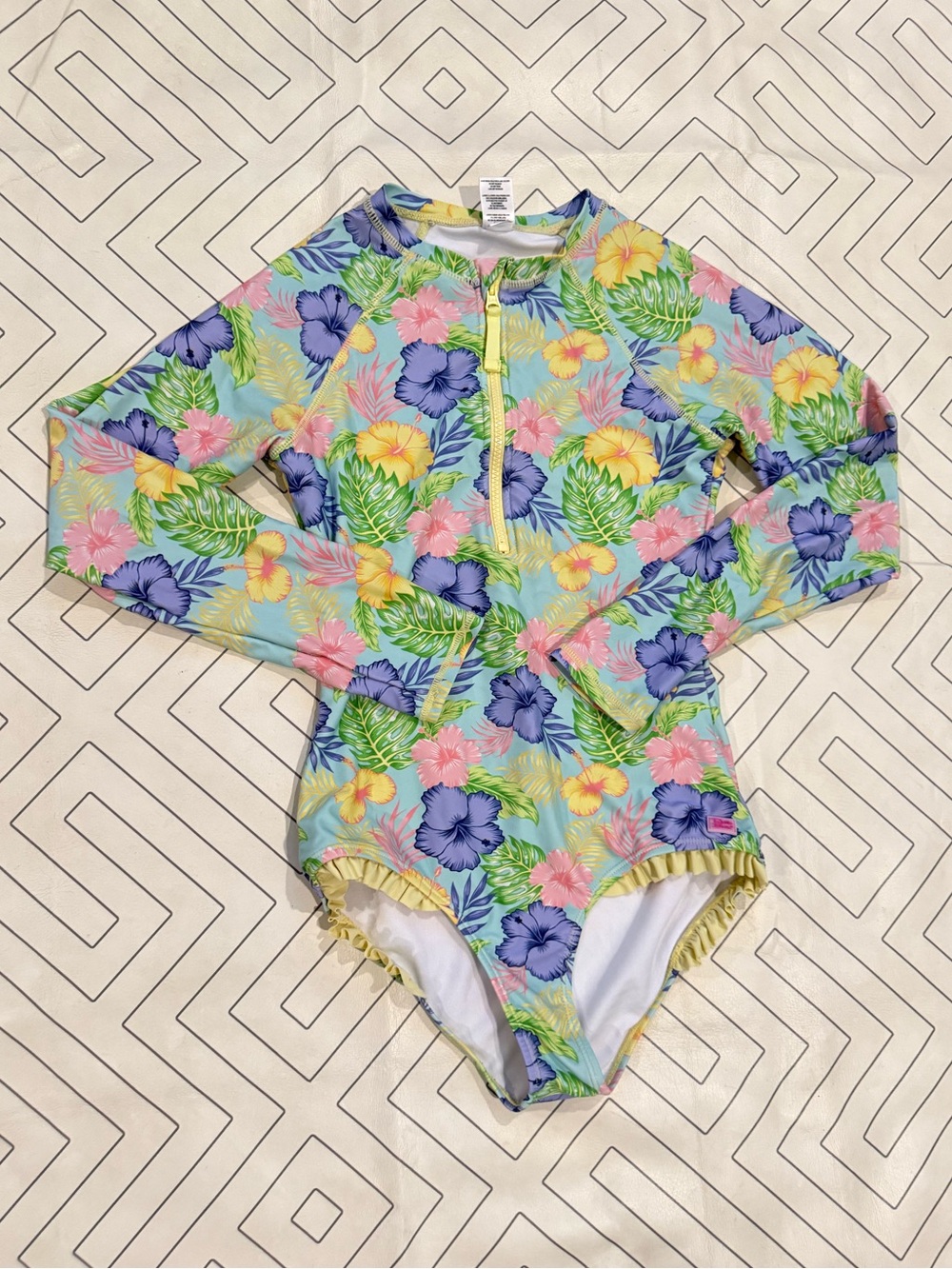 Ruffle Butts Floral Longsleeve Swimsuit - Picture 1 of 15